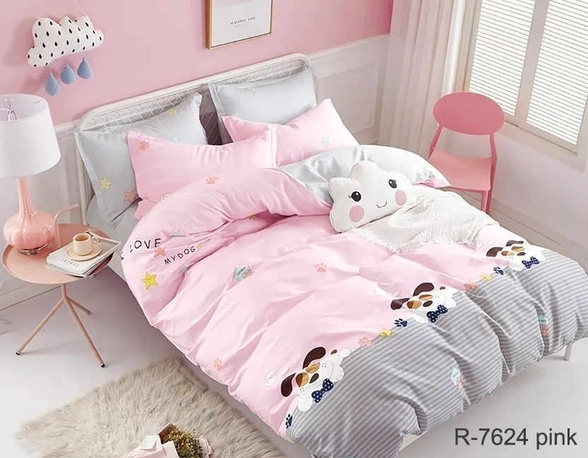 Комплект постільної білизни з компаньйоном R7624 pink